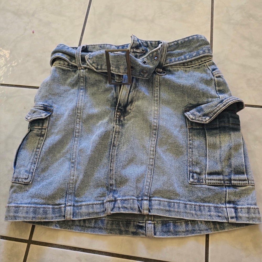 SO Denim Cargo Skirt with Belt